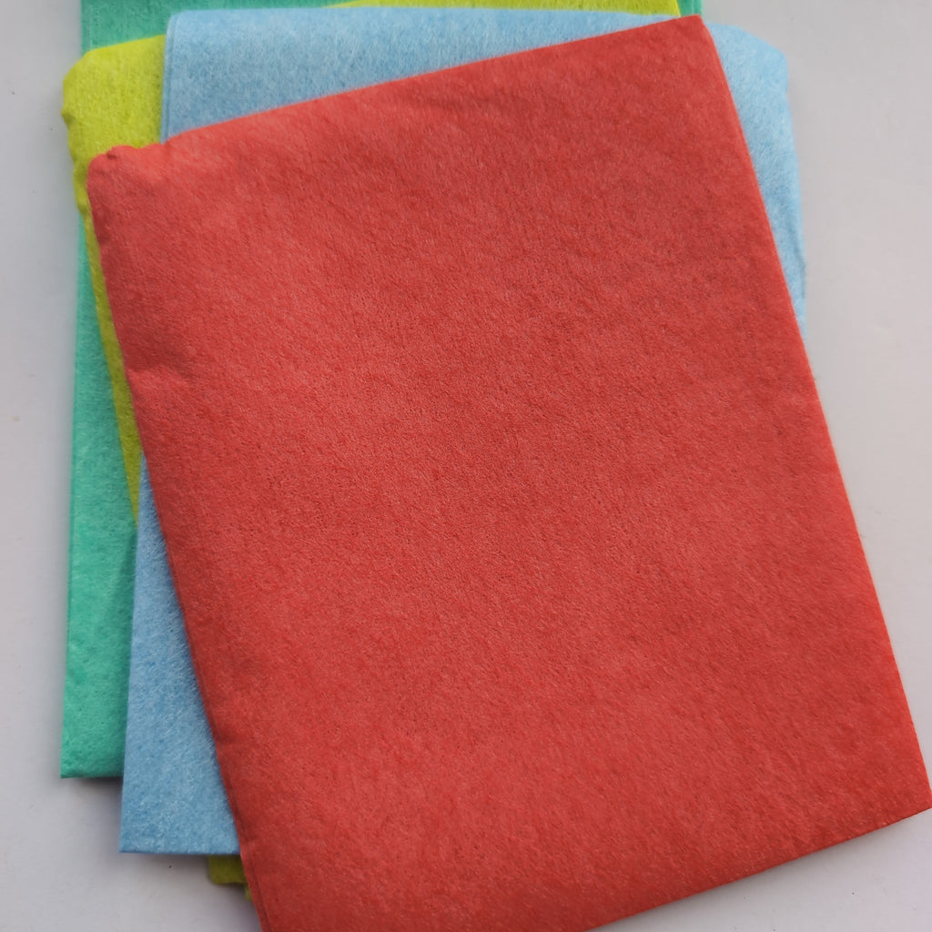 All purpose Disposable Microfibre Cloths, Red, Green, Blue and Yellow