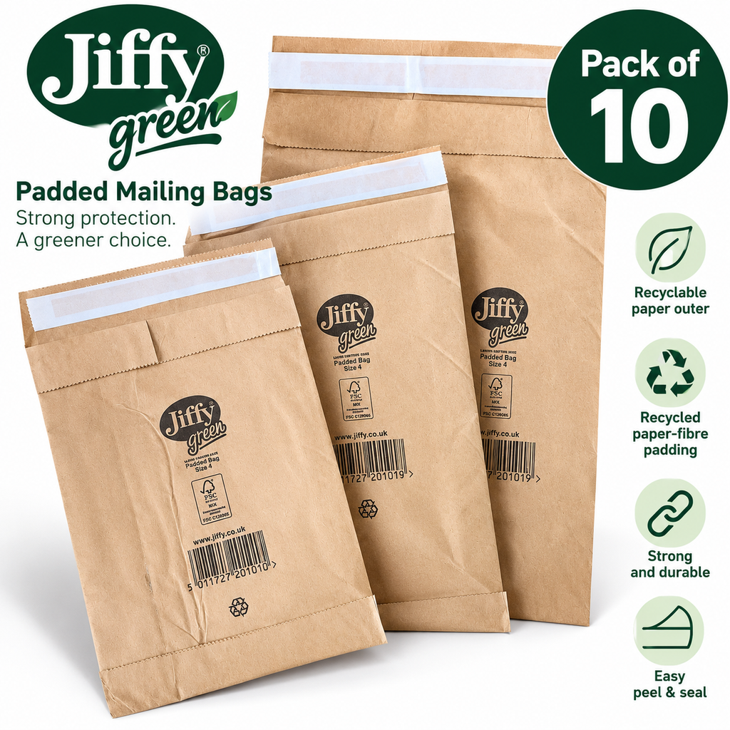 Jiffy Green Recyclable Padded Mailing Bags – Pack of 10
