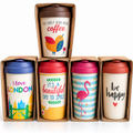 Reusable Bamboo Travel Cup with Lid, Assorted Designs